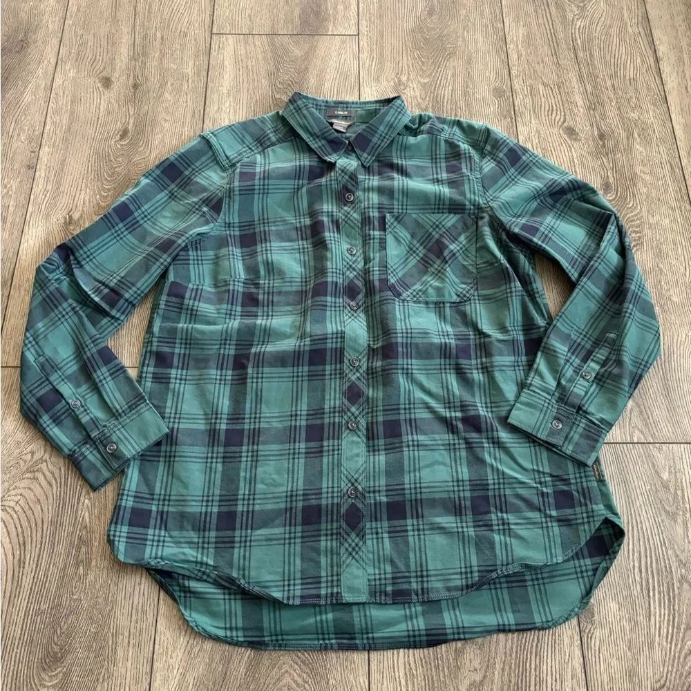 Eddie Bauer woman’s Green Plaid Shirt